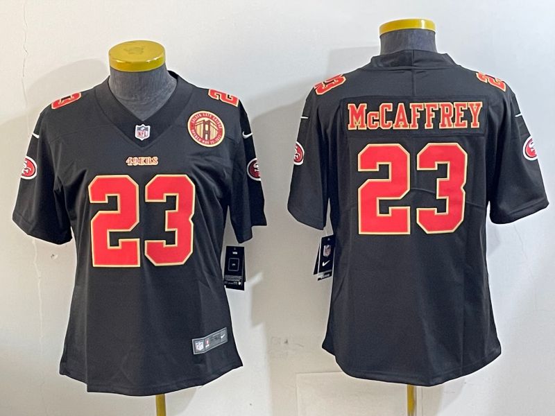 Youth San Francisco 49ers #23 Mccaffrey Black Gold 2024 Nike Vapor Limited NFL Jersey style 12023